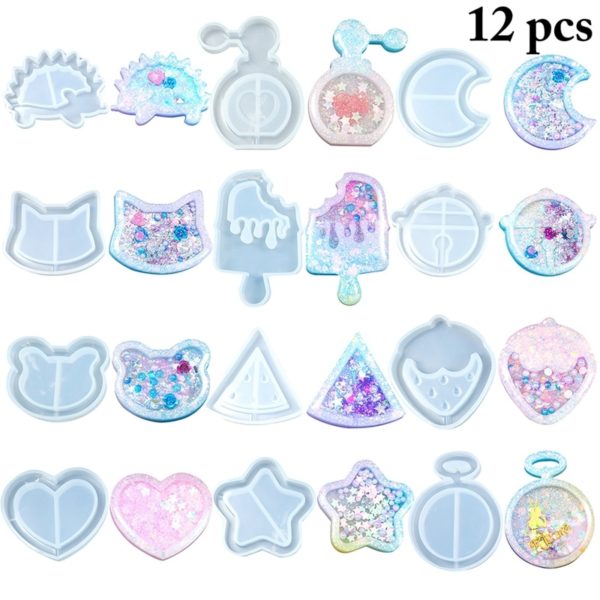 iSuperb 10PCS Shaker Resin Molds and 5PCS Plastic Seal Film Resin Clear Protective Sheet for Animal Silicone Shaker Molds for DIY Jewelry Making Pendant 10pcs shaker molds Keychain