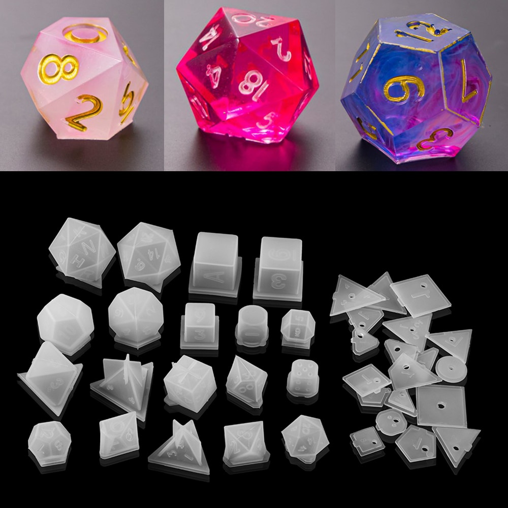 8 Shapes Dice Molds Polyhedral Game Silicone Resin Dice Molds Table Games  DIY