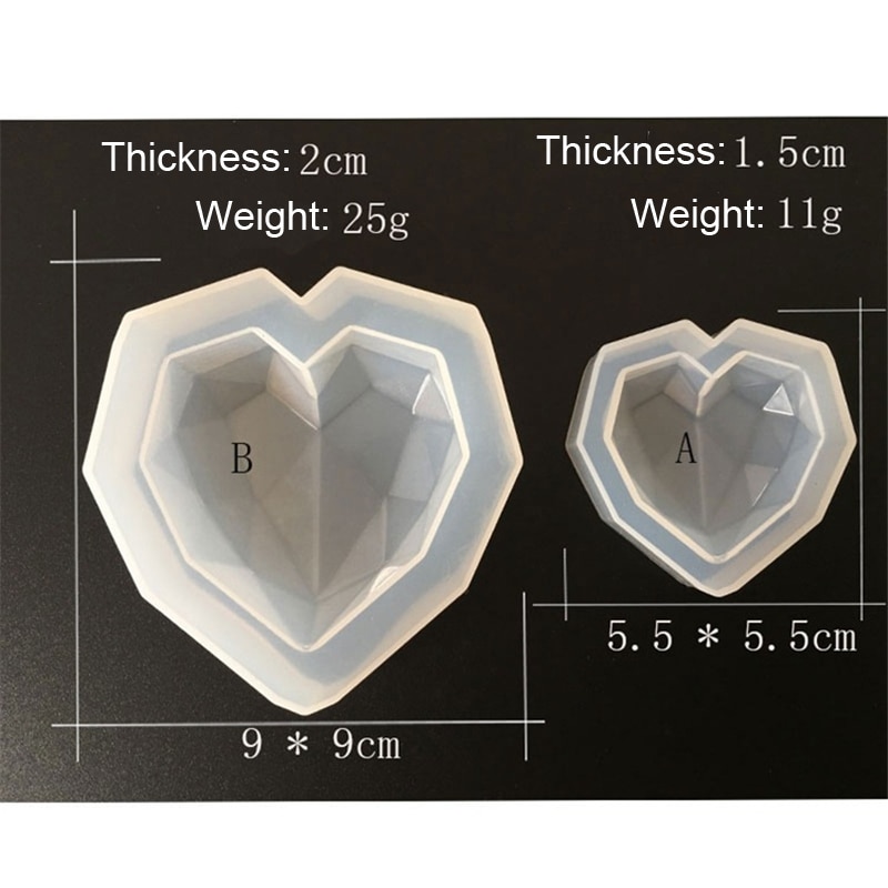 Silicone Diamond Love Heart-Shaped Mold for Cakes Mousse Chocolate Dessert Mould 