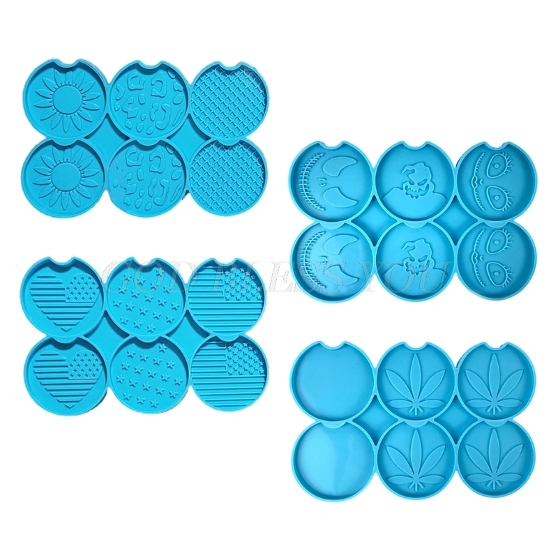 Coaster Silicone Resin Molds 6pcs, Bundle with Circle, Square